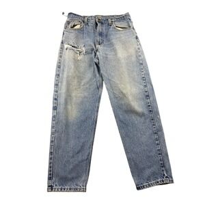 Carhartt Jeans Men 33x29 Blue Relaxed Fit Straight Leg Faded Distressed Workwear